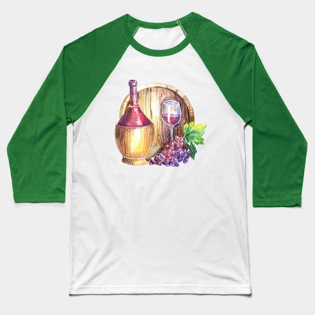 Wine Lover Design Baseball T-Shirt by ColorFlowCreations